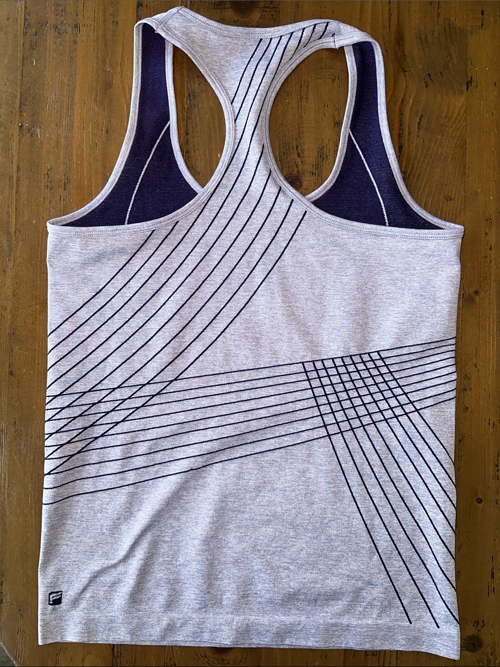 FABLETICS Gray/Purple Racerback Athletic Tank Top, MEDIUM - Picture 2 of 3
